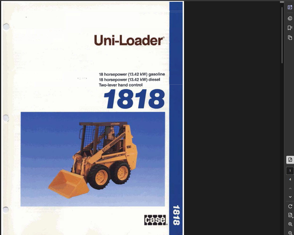 Case Skid Steer 1818 Specifications Manual PDF Instant Download