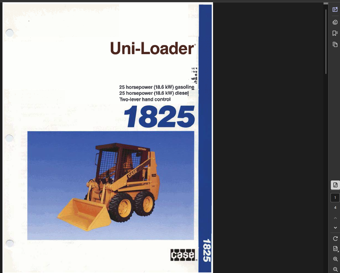 Case Skid Steer 1825 Specifications Manual PDF Instant Download