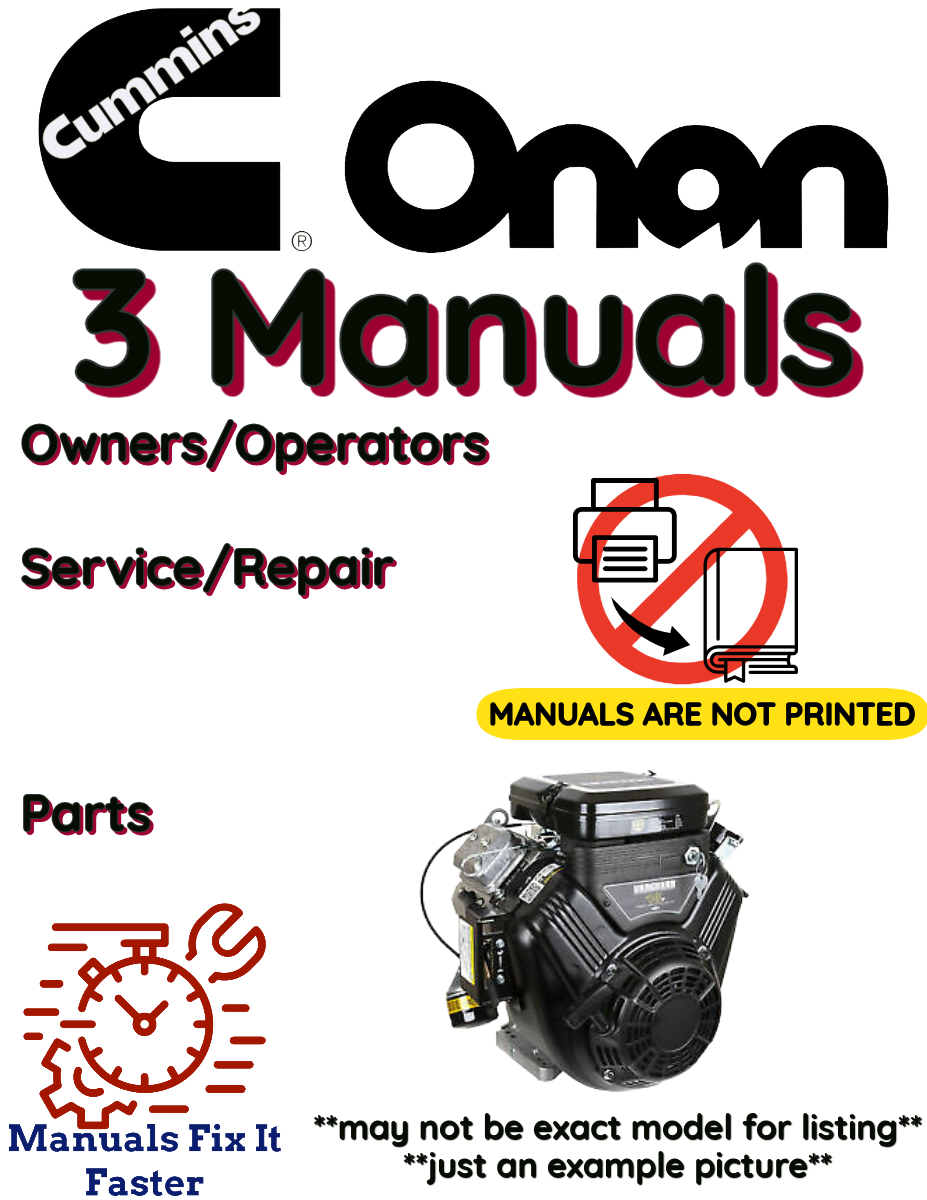 Onan E140V Engine Manual Bundle Operator Owner + Service + Parts PDF Instant Download