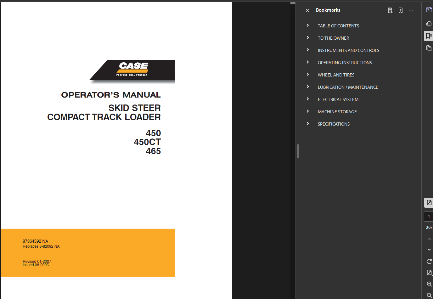 Case Skid Steer 450 Operator Owner Manual PDF Instant Download