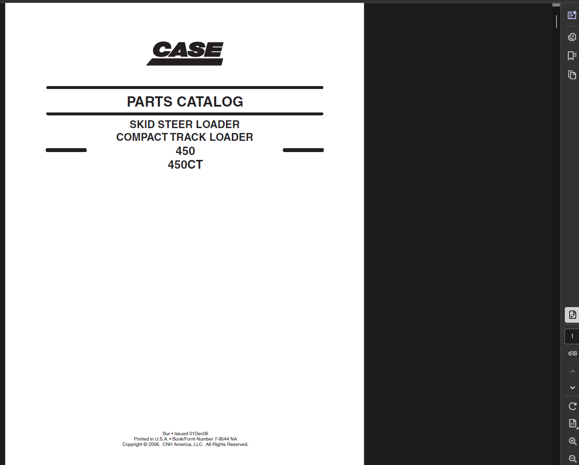 Case Skid Steer 450CT Parts Manual PDF Instant Download