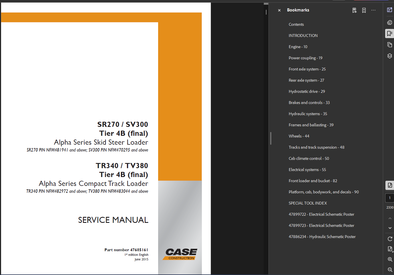 Case Skid Steer SR270 Service Shop Repair Manual PDF Instant Download