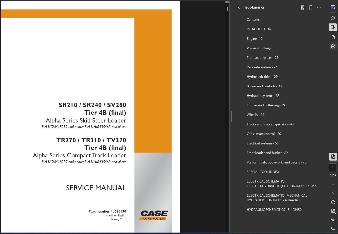 Case Skid Steer SR240 Service Shop Repair Manual PDF Instant Download