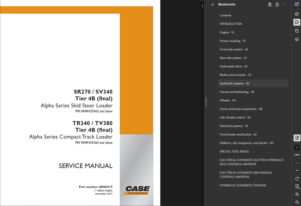 Case Skid Steer SR270 Service Shop Repair Manual PDF Instant Download