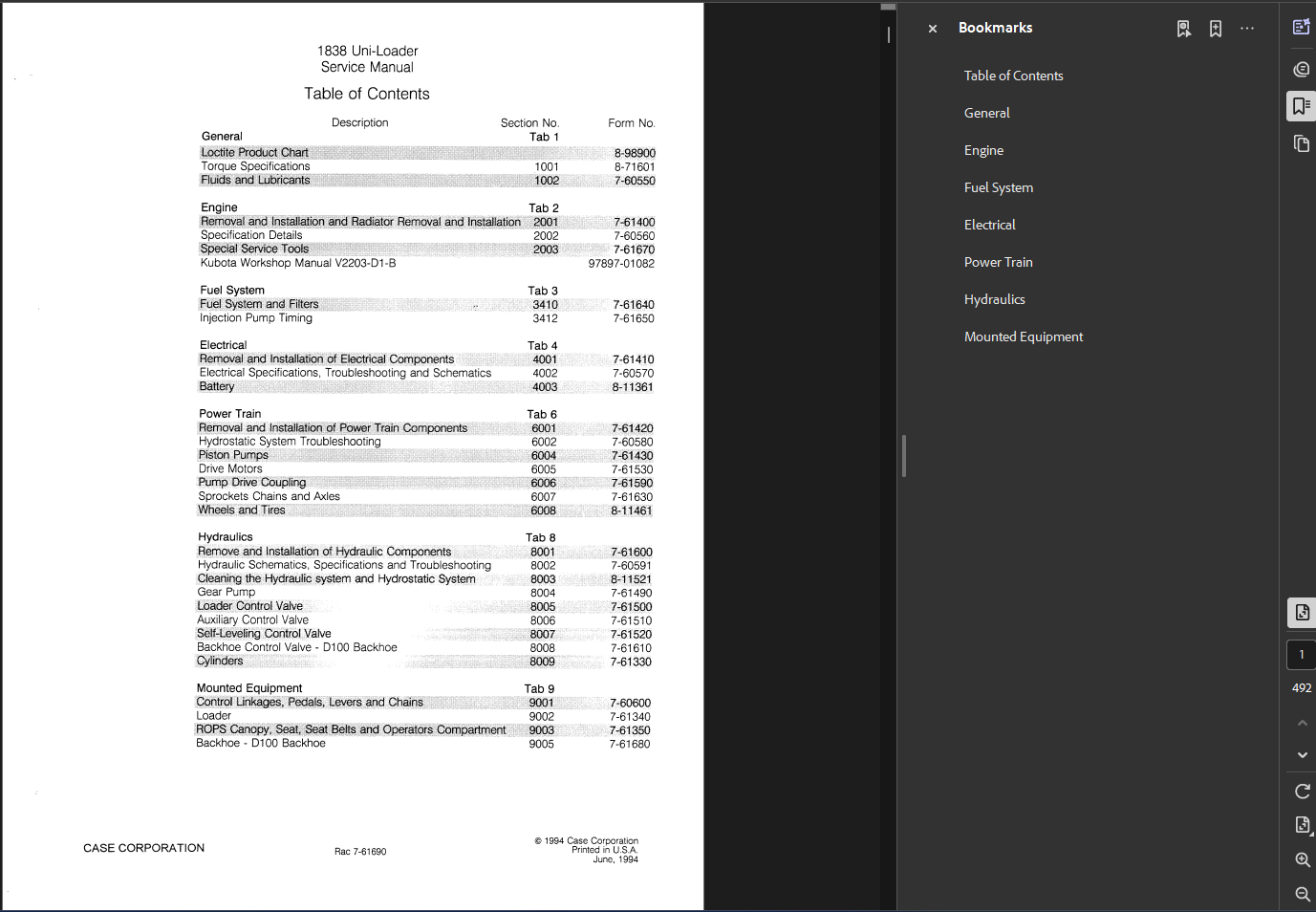 Case Skid Steer 1838 Service Shop Repair Manual PDF Instant Download