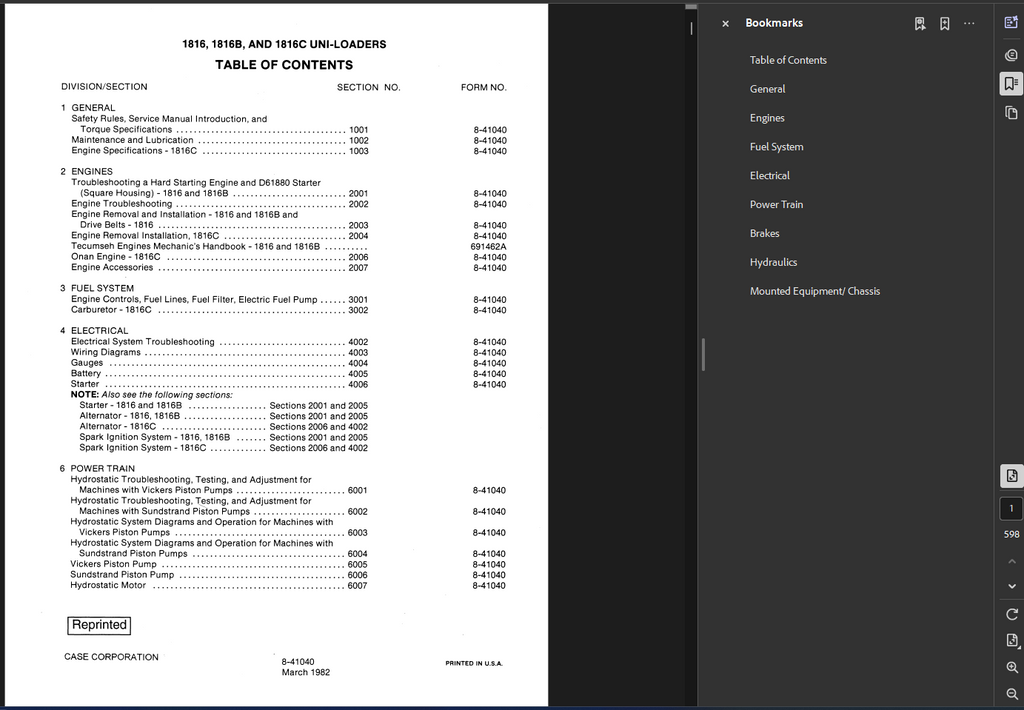 Case Skid Steer 1816 Service Shop Repair Manual PDF Instant Download
