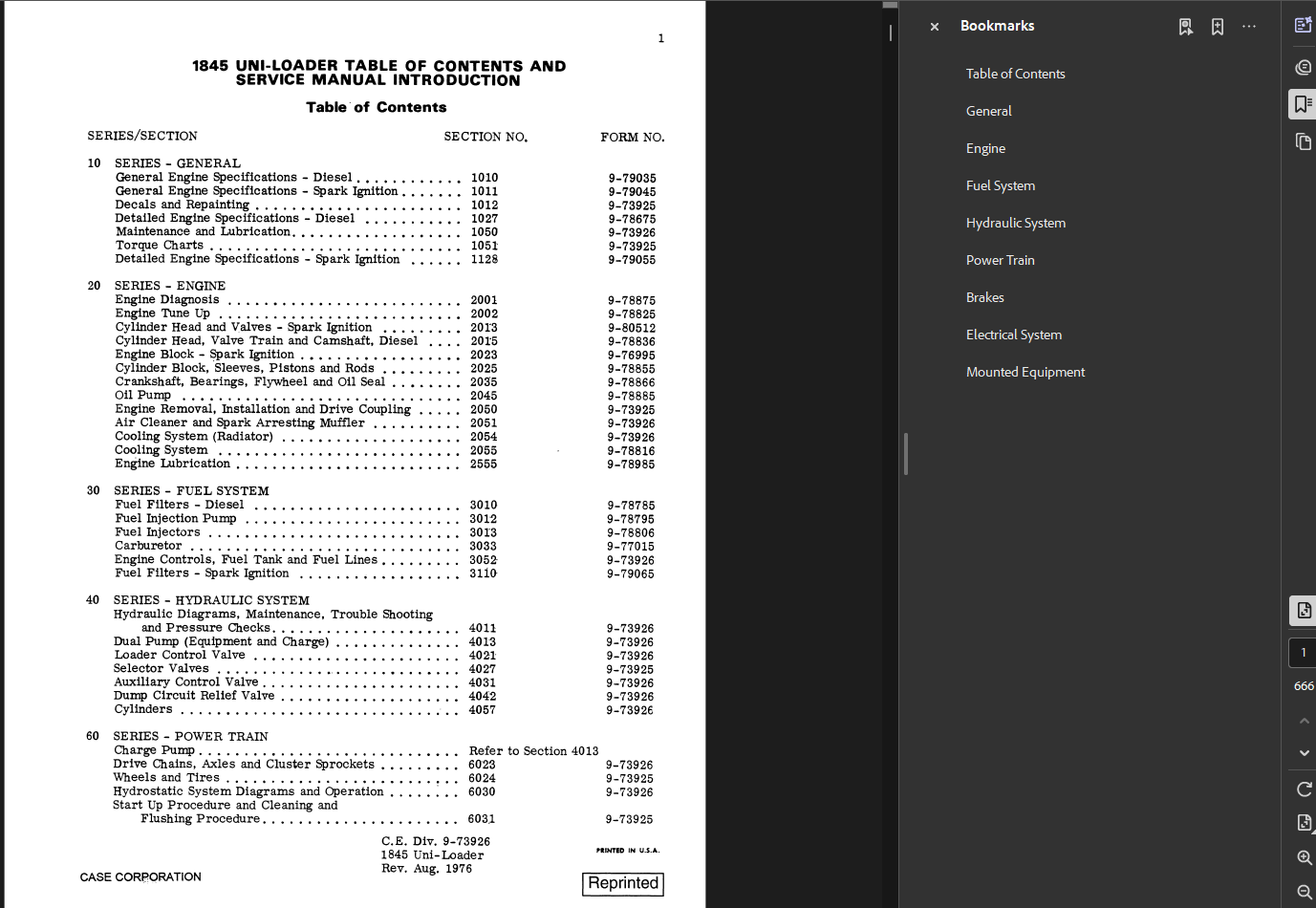 Case Skid Steer 1845S Service Shop Repair Manual PDF Instant Download