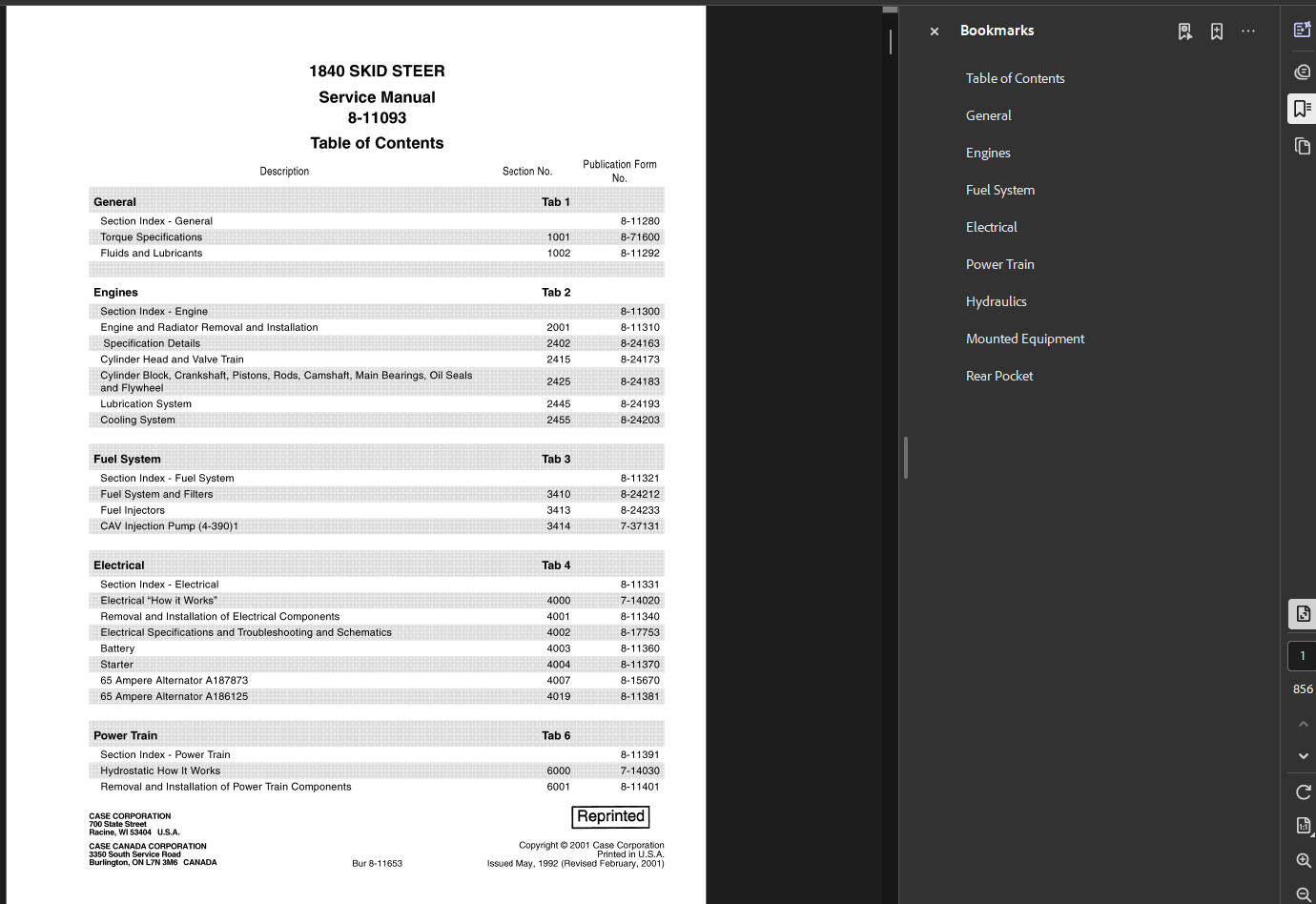Case Skid Steer 1840 Service Shop Repair Manual PDF Instant Download