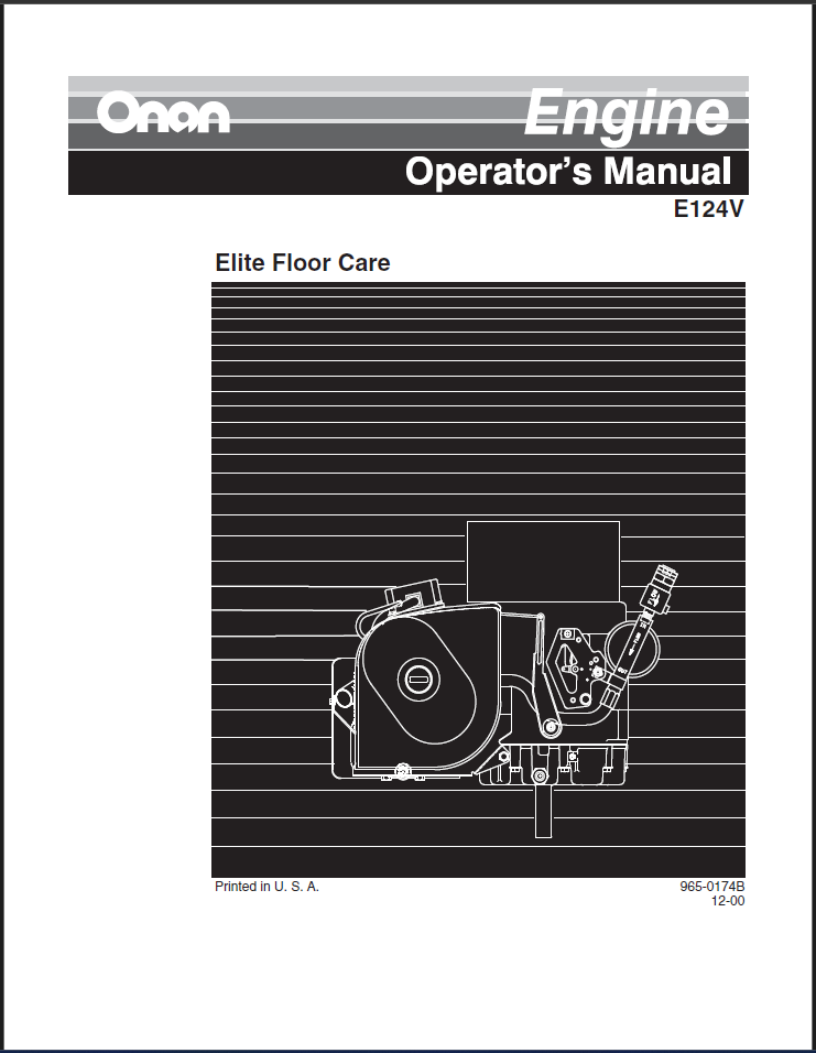Onan E125V Engine Operator Owner Manual PDF Instant Download