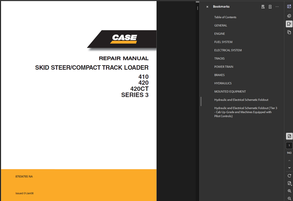 Case Skid Steer 410 Series 3 Master Bundle PDF Instant Download