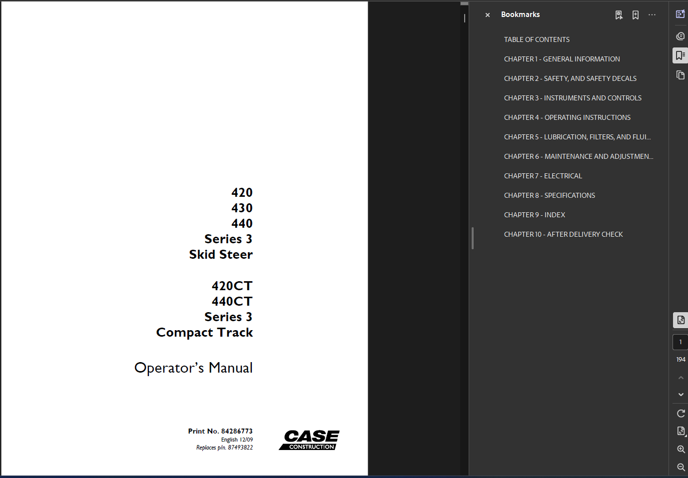 Case Skid Steer 430 Series 3 Operator Owner Manual PDF Instant Download