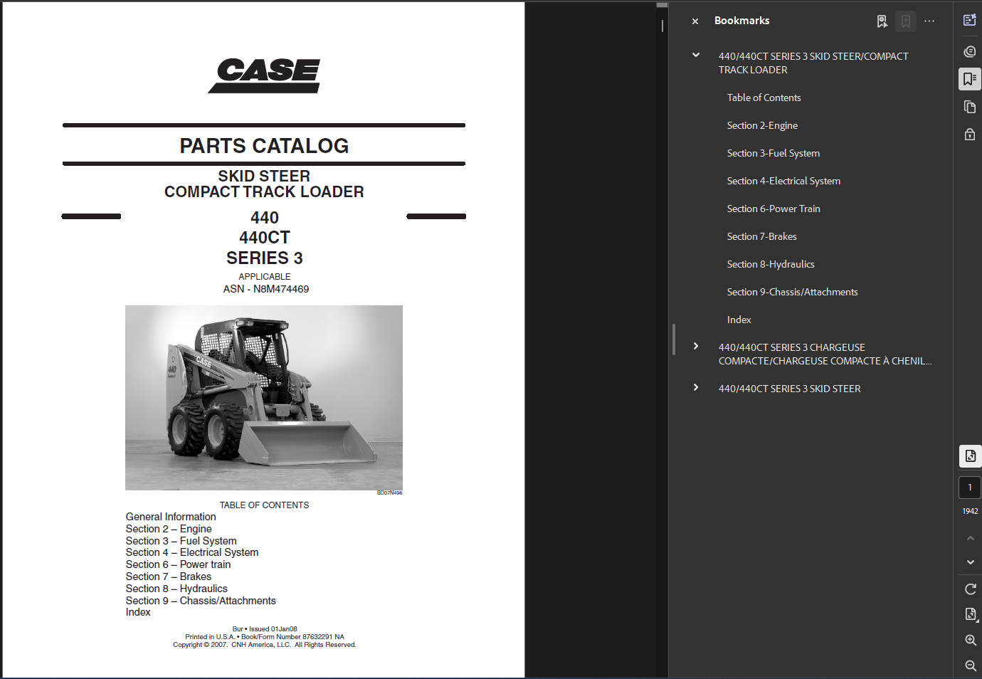 Case Skid Steer 440CT Parts Manual PDF Instant Download