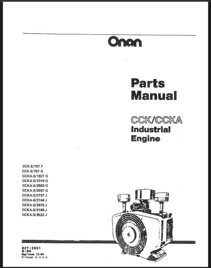 Onan CCK LINCOLN Engine Parts Manual PDF Instant Download