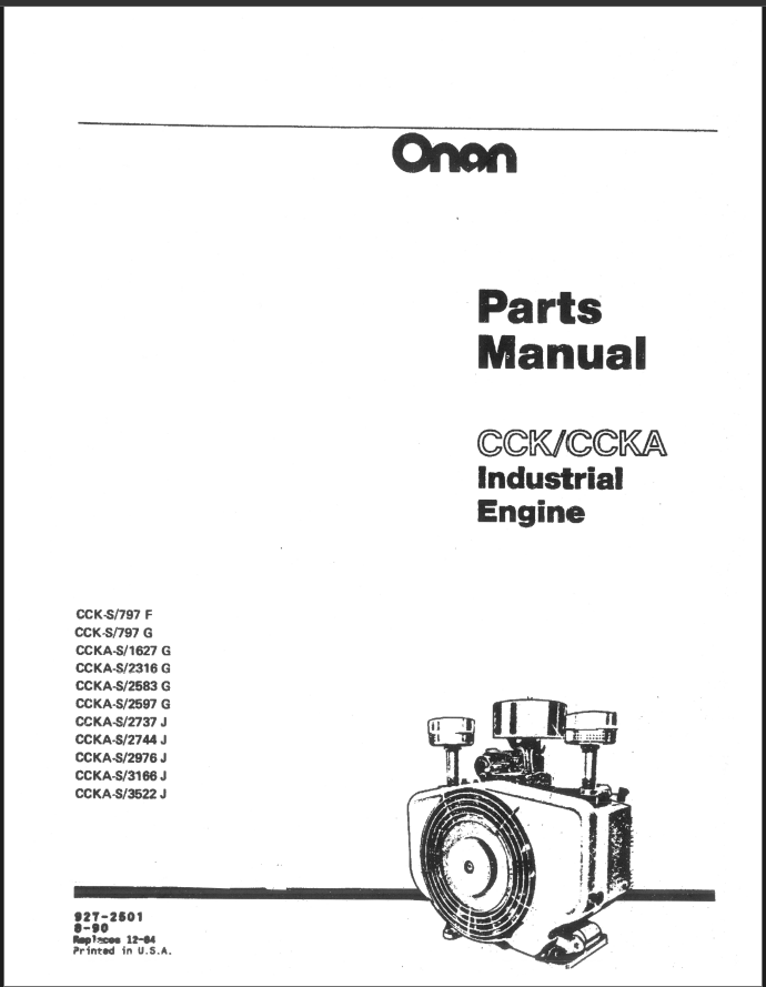 Onan CCKA LINCOLN Engine Parts Manual PDF Instant Download
