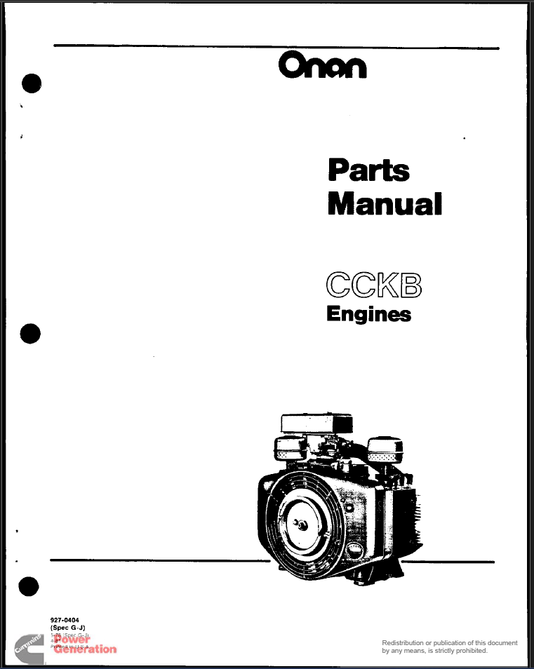 Onan CCKB Engine Parts Manual PDF Instant Download