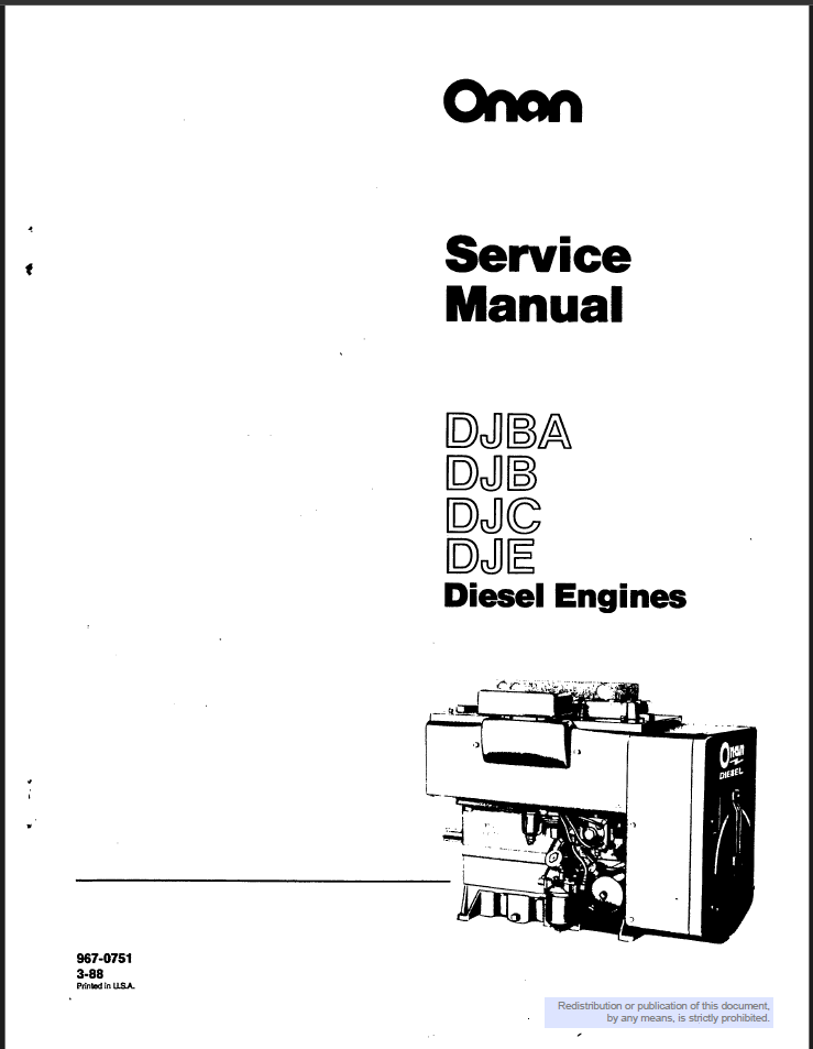 Onan DJC Engine Service Manual PDF Instant Download
