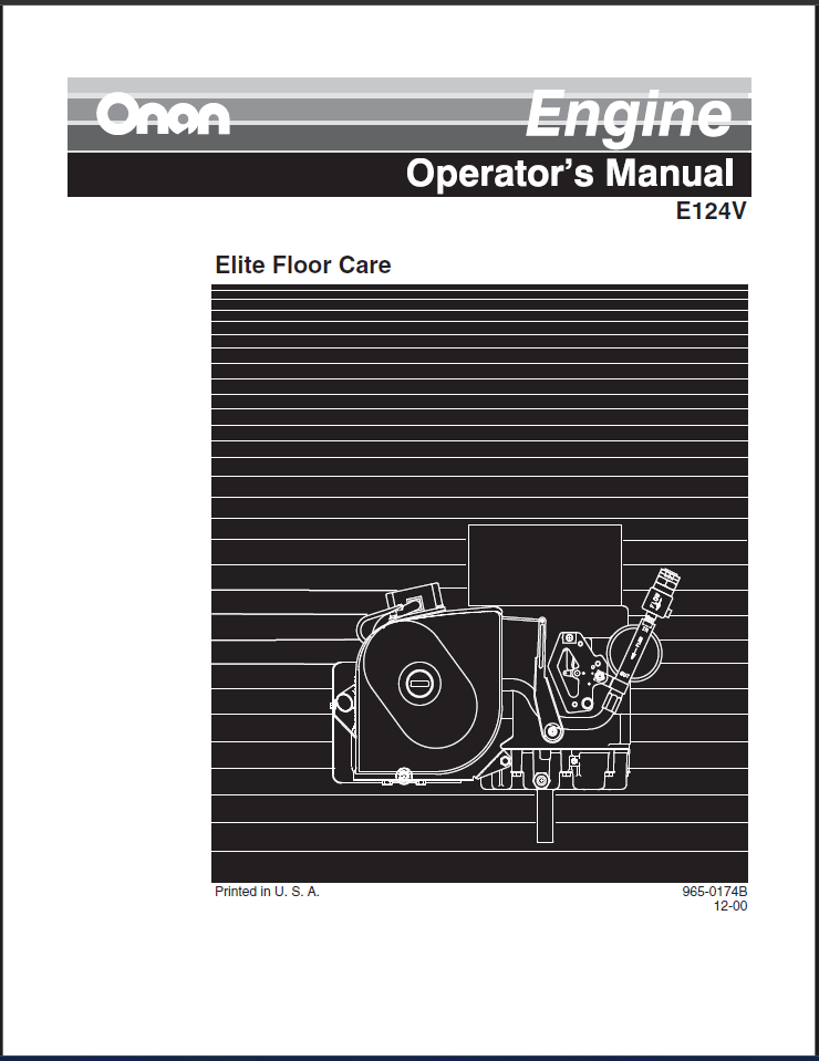Onan E124V Engine Operator Owner Manual PDF Instant Download