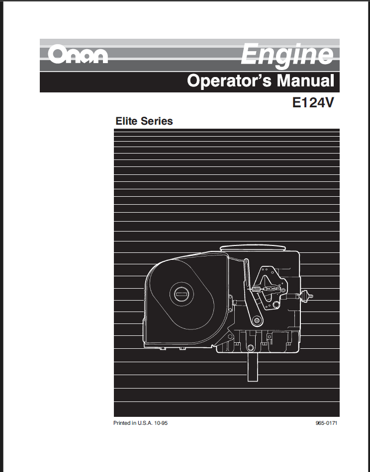 Onan E124V Engine Operator Owner Manual PDF Instant Download
