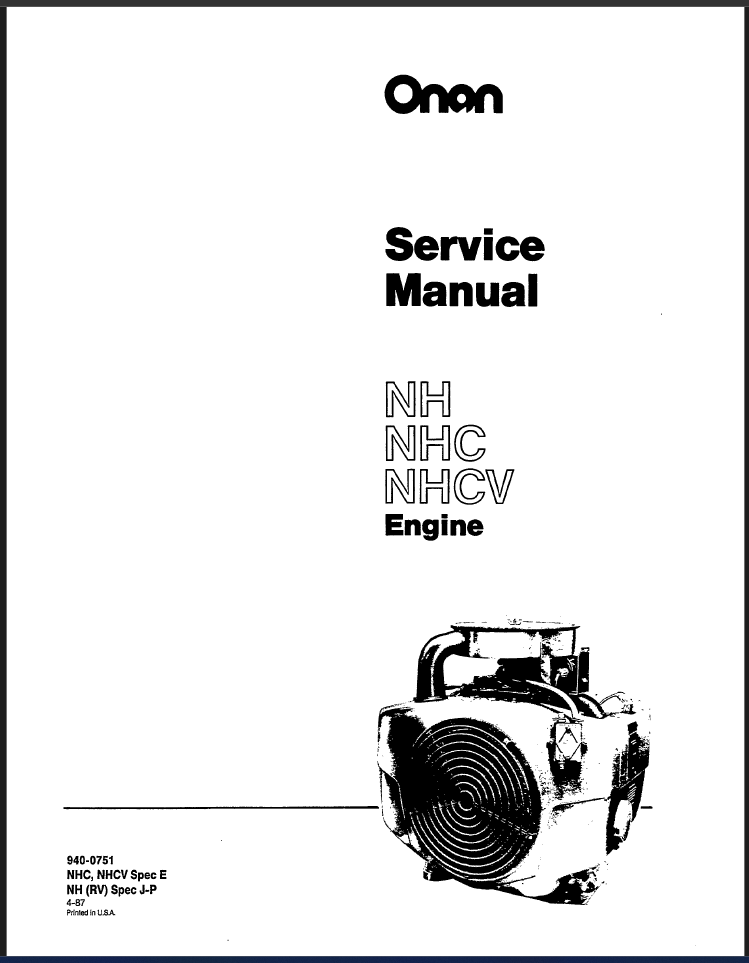 Onan NHCV Engine Parts Manual PDF Instant Download