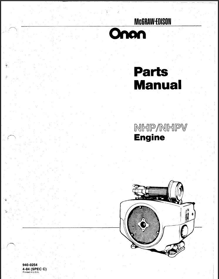 Onan NHPV Engine Parts Manual PDF Instant Download