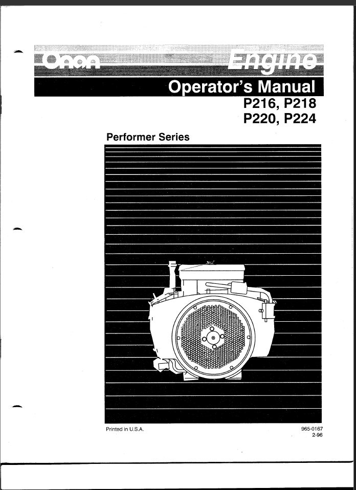 Onan P216G LINCOLN Engine Operator Owner Manual PDF Instant Download