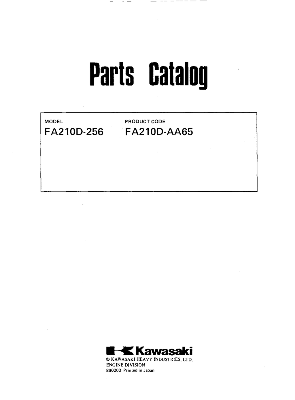 Kawasaki Engine FA210 FA SERIES Parts Manual PDF Instant Download