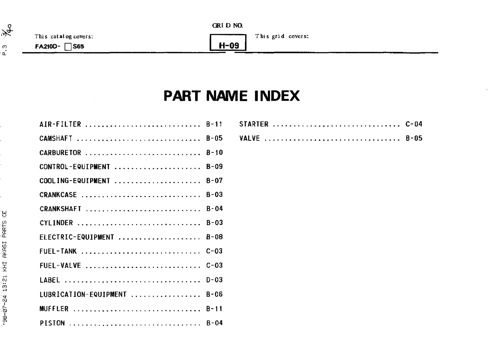Kawasaki Engine FA210D FA SERIES Parts Manual PDF Instant Download