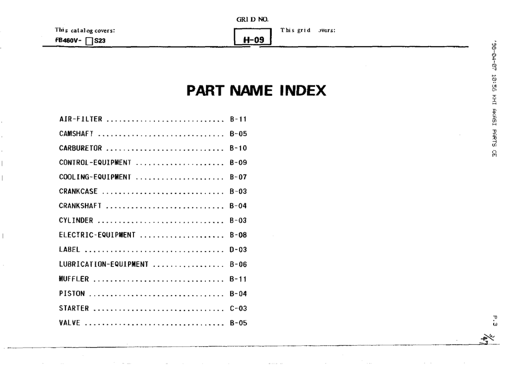 Kawasaki FB460V Engine FB SERIES Parts Manual PDF Instant Download
