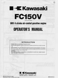 Kawasaki FC150V Engine FC SERIES Operator Owner Manual PDF Instant Download