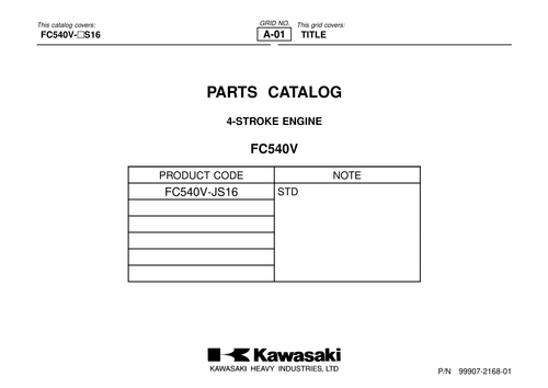 Kawasaki FC540V Engine FC SERIES Parts Manual PDF Instant Download