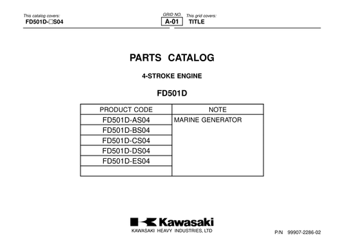 Kawasaki FD501D Engine FD SERIES Parts Manual PDF Instant Download
