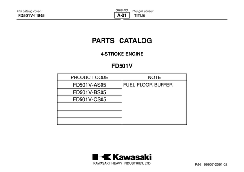 Kawasaki FD501V Engine FD SERIES Parts Manual PDF Instant Download