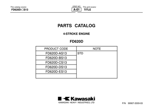 Kawasaki FD620D Engine FD SERIES Parts Manual PDF Instant Download