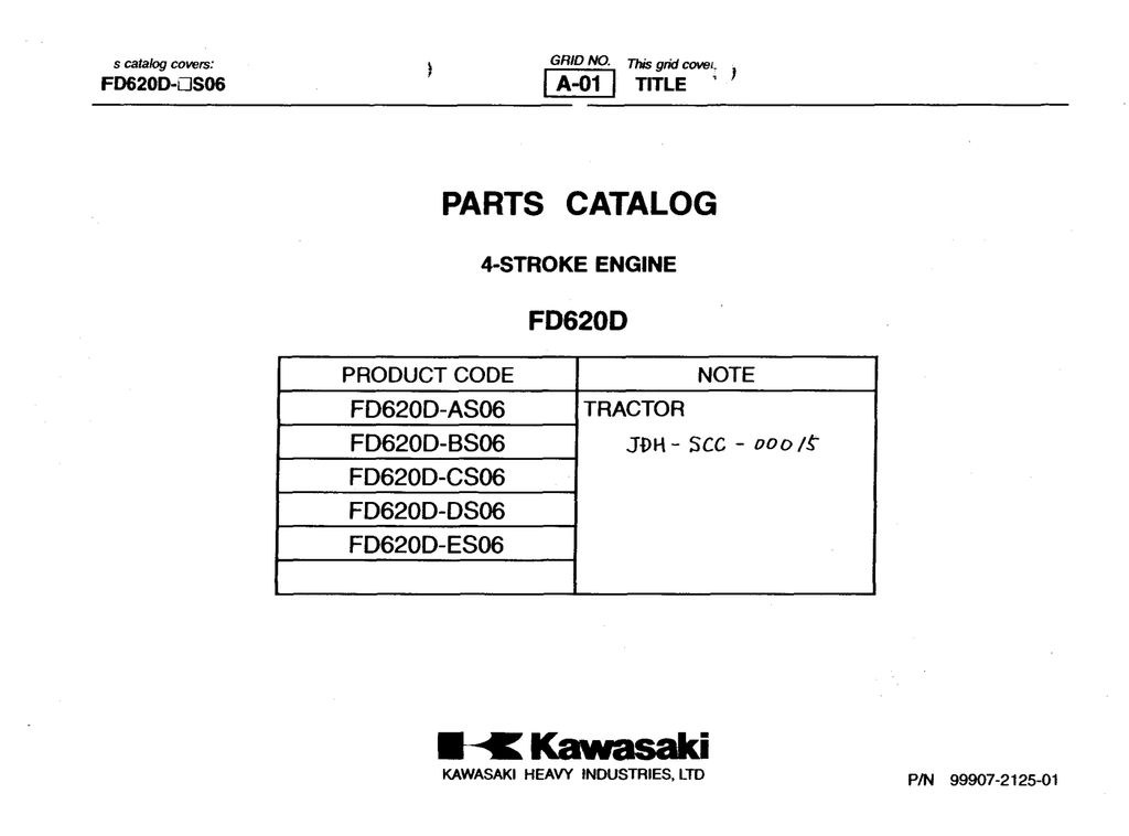 Kawasaki FD620D Engine FD SERIES Parts Manual PDF Instant Download