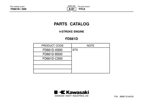 Kawasaki FD661D Engine FD SERIES Parts Manual PDF Instant Download