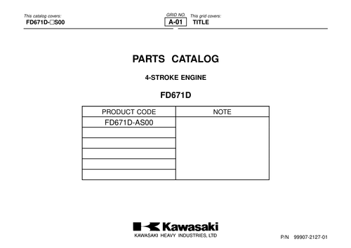 Kawasaki FD671D Engine FD SERIES Parts Manual PDF Instant Download