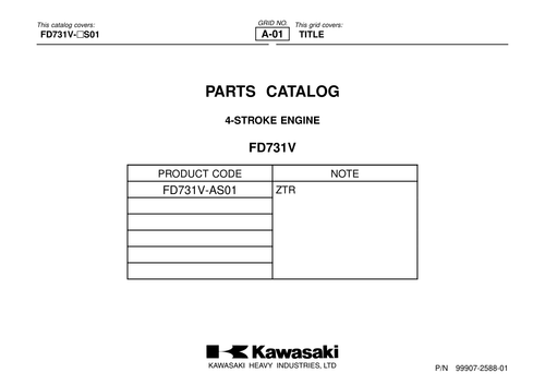 Kawasaki FD731V Engine FD SERIES Parts Manual PDF Instant Download
