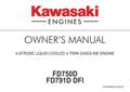 Kawasaki FD750D Engine FD SERIES Operator Owner Manual PDF Instant Download