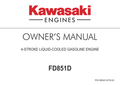 Kawasaki FD851D Engine FD SERIES Operator Owner Manual PDF Instant Download