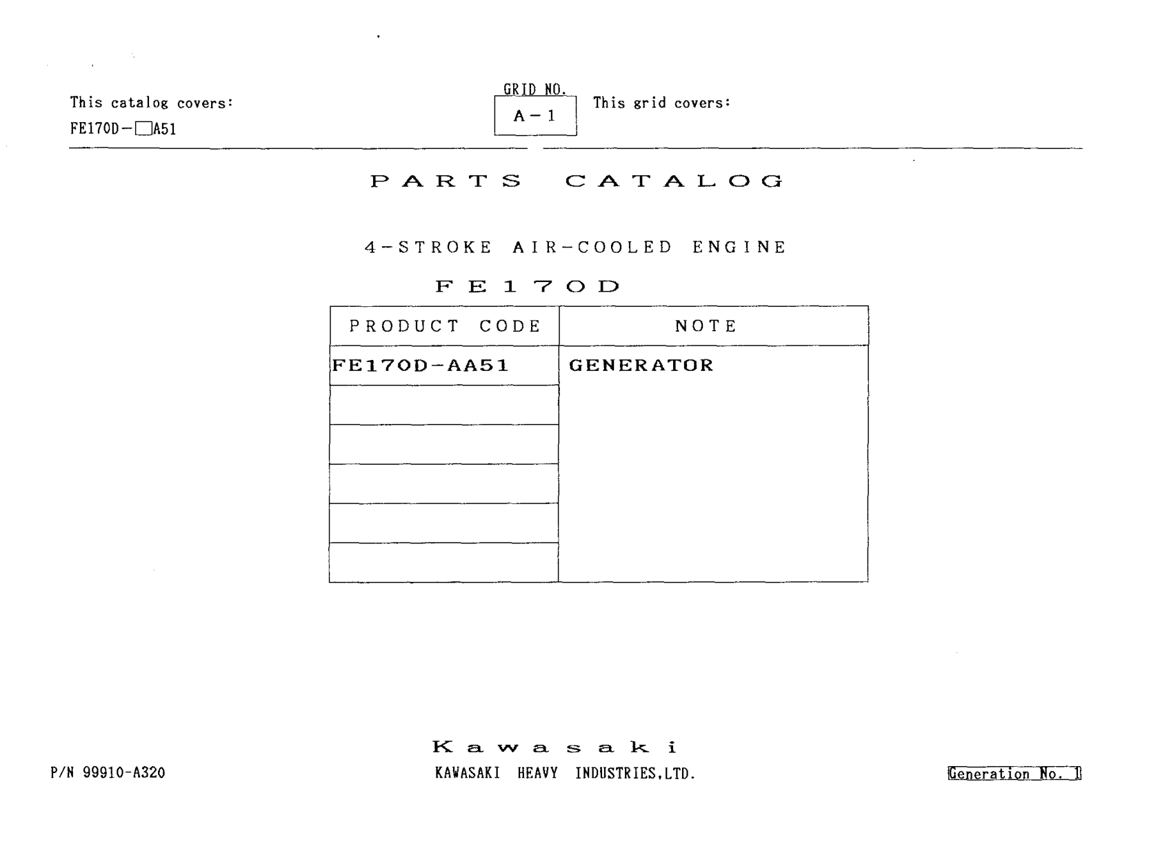 Kawasaki FE170D Engine FE SERIES Parts Manual PDF Instant Download