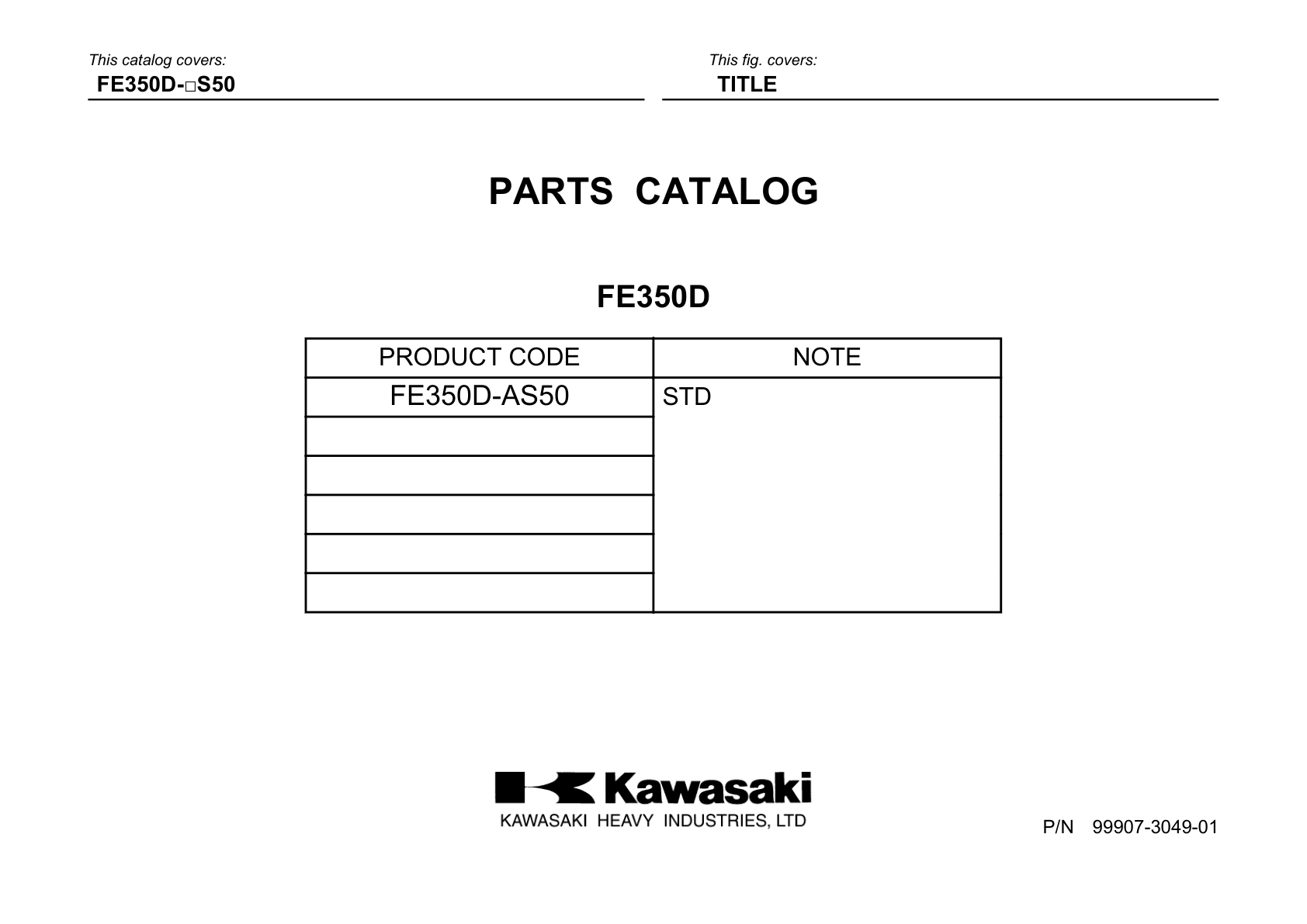 Kawasaki FE350D Engine FE SERIES Parts Manual PDF Instant Download