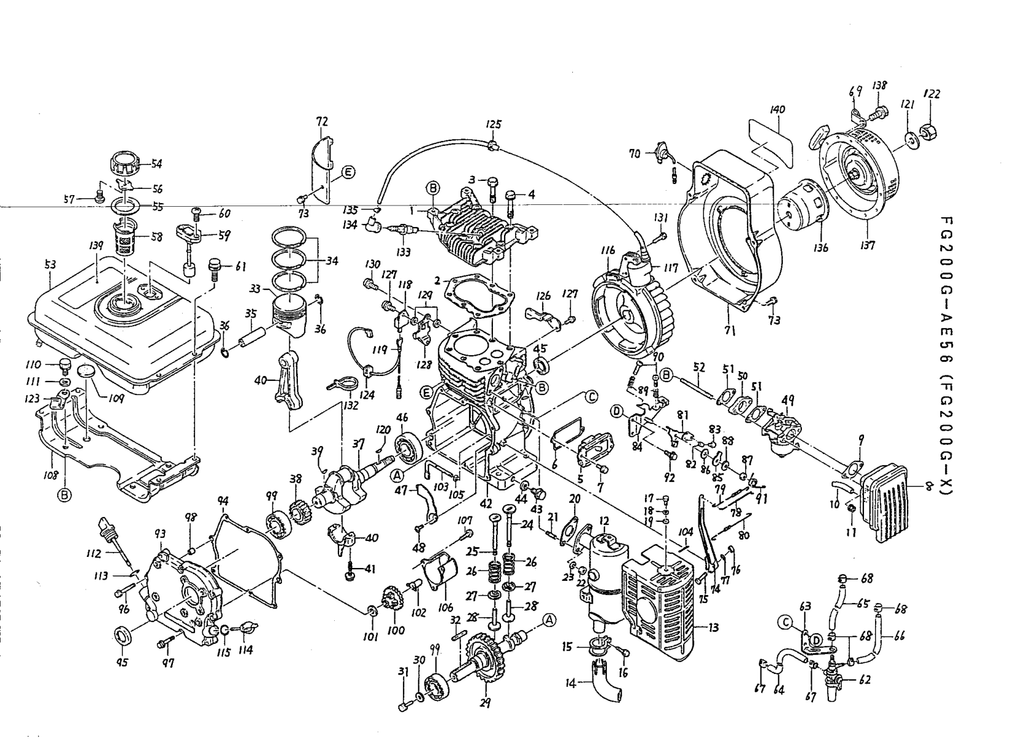 Kawasaki FG200G Engine FG SERIES Parts Manual PDF Instant Download