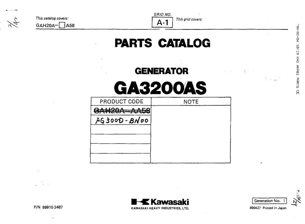 Kawasaki FG300D Engine FG SERIES Parts Manual PDF Instant Download