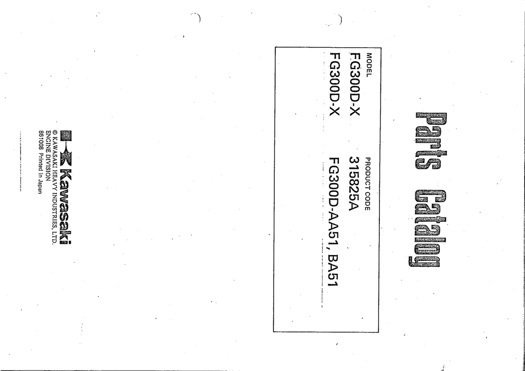 Kawasaki FG300D Engine FG SERIES Parts Manual PDF Instant Download