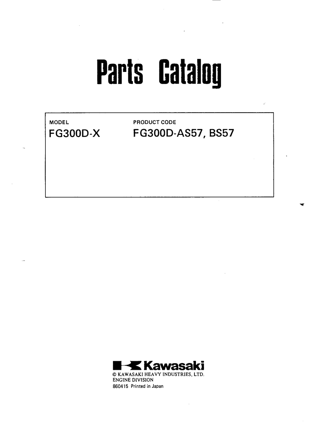Kawasaki FG300D Engine FG SERIES Parts Manual PDF Instant Download