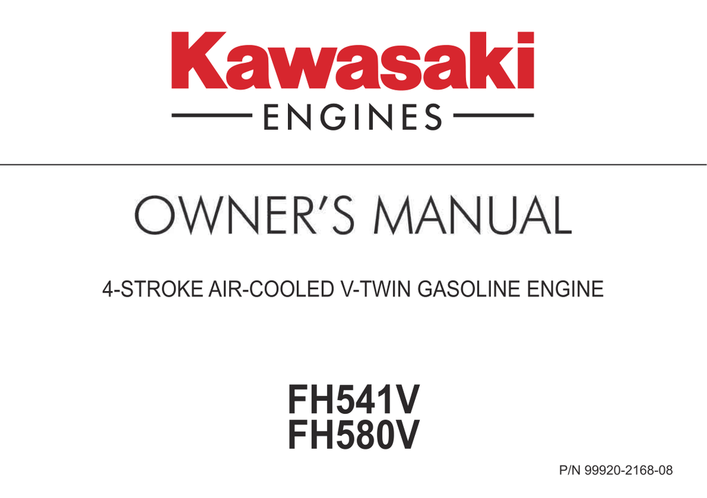 Kawasaki FH580V Engine FH SERIES Operator Owner Manual PDF Instant Download