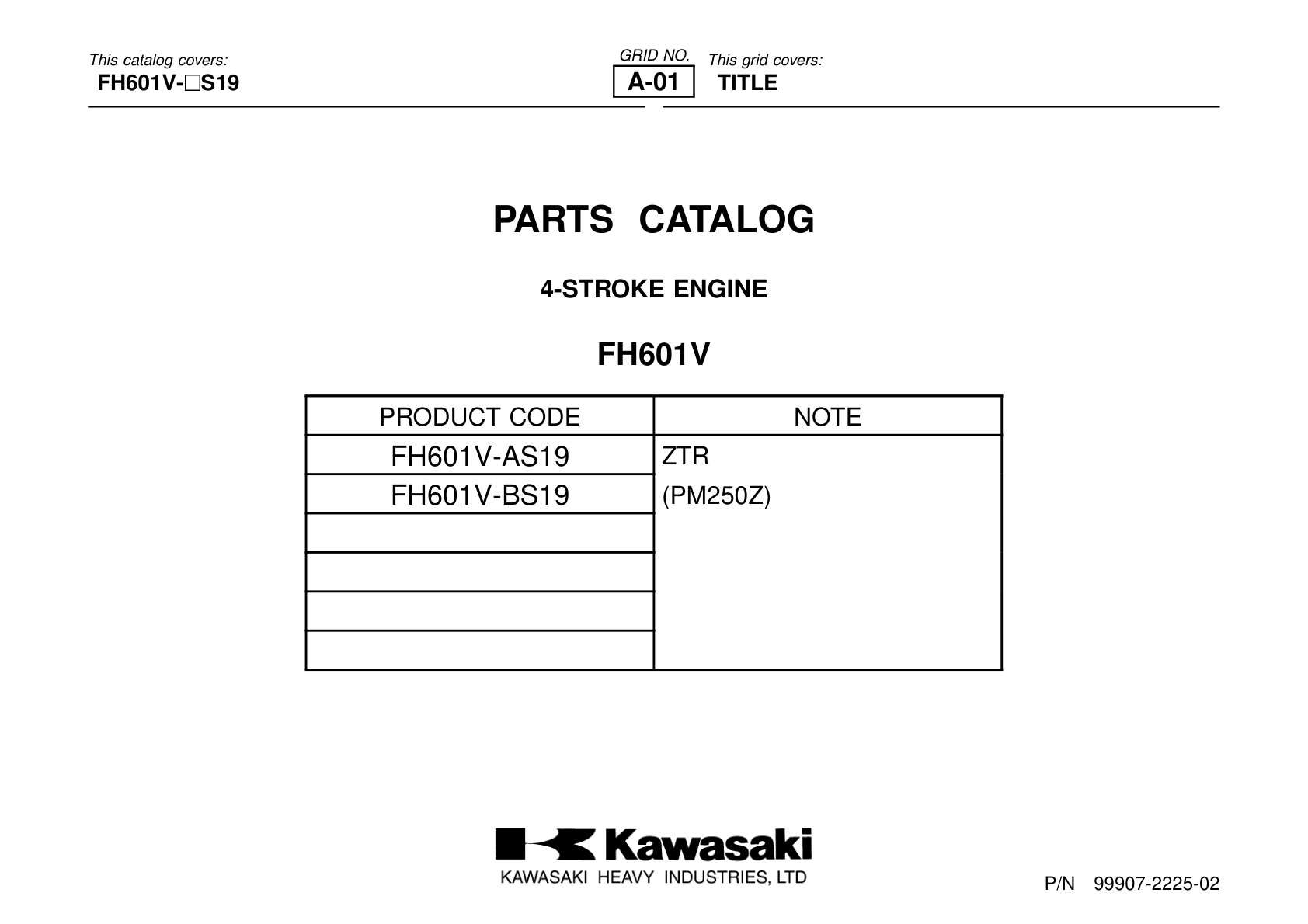 Kawasaki FH601V Engine FH SERIES Parts Manual PDF Instant Download
