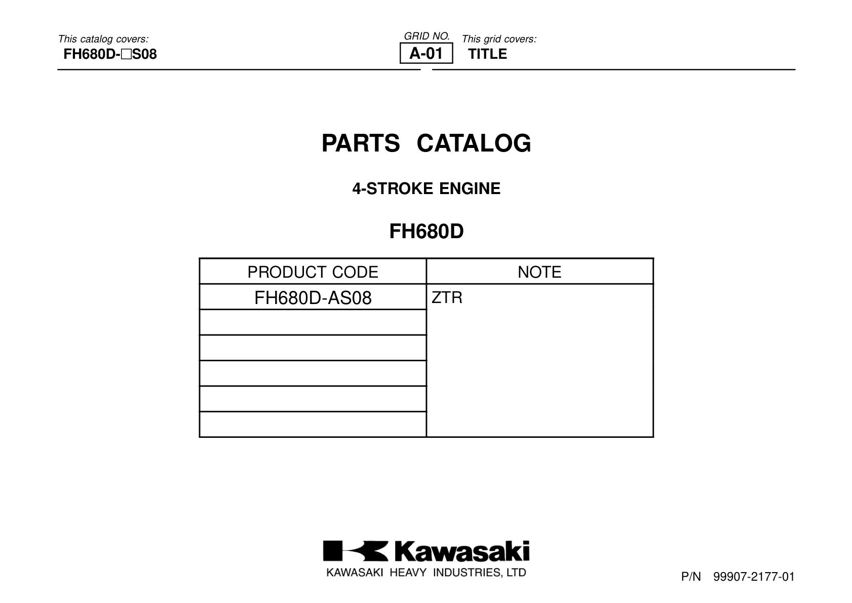 Kawasaki FH680D Engine FH SERIES Parts Manual PDF Instant Download