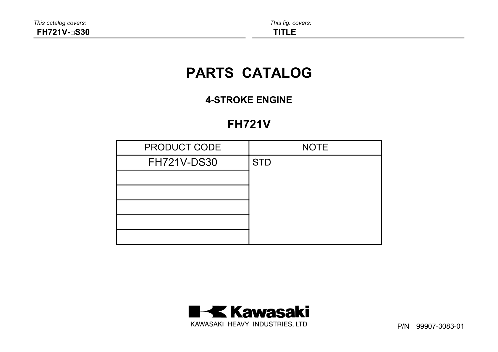 Kawasaki FH721V Engine FH SERIES Parts Manual PDF Instant Download
