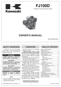 Kawasaki FJ100D Engine FJ SERIES Operator Owner Manual PDF Instant Download